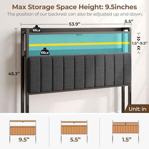 Rolanstar Headboard for Full Size Bed with Storage, 60,000 DIY Color of LED Light, Head Board with USB & Type C Port, Height Adjustable, Black Upholstered Cabeceras de Cama Comfortable Modern, Stable by Rolanstar - Image 2
