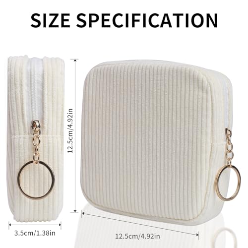 Image of Sanitary Napkin Storage Bag, Preppy Corduroy Period Bag for Women, Cute Portable Period Pouch with Zipper, Sanitary Pads Bag Tampons Holder for Purse, First Period for Women Ladies