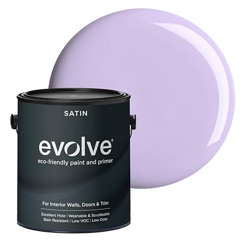 EVOLVE Interior Paint & Primer, Satin (Soft Violet), 1 Gallon – Available in 50+ Colors, One-Coat Coverage, Excellent Hide, Low VOC, Low Odor, Washable Interior Paint