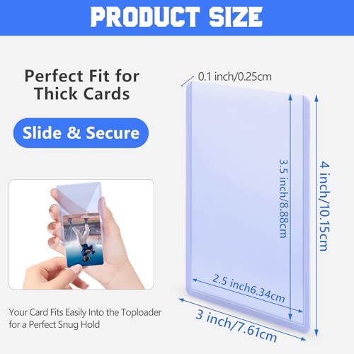 Image of DEDC 20 Top Loader Thick Card Load Holder Storage for Trading Cards Sports Sleeves Hard Plastic 100 Point Protective 3 inch x 4 inchToploaders Rigid Memorabilia Collectibles