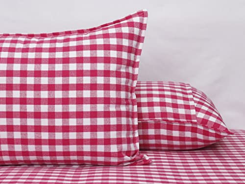 Image of AIRWILL, 200GSM Handloom Cotton Double Bedsheet with 2 Pillow Covers (Gingham Check Pink)