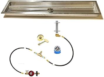 EasyFirePits Deluxe Tank-in-Table Propane Gas Fire Pit Linear T-Burner Pan & Complete Connection Kit 26.00, 24" T-Burner PAN 26X7 in
