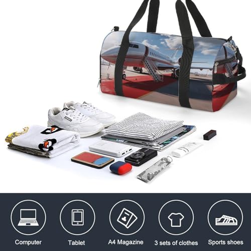 Sac de gym avion tapis rouge de taille unique avec compartiment