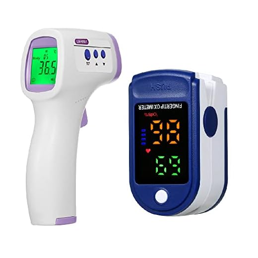 KKcare Termômetro digital termômetro infravermelho sem contato com luz de fundo colorida + monitor de ponta de dedo com tela OLED de leitura rápida