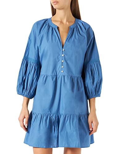 Springfield Vestido Corto popelín, Azul Medio, 40 para Mujer