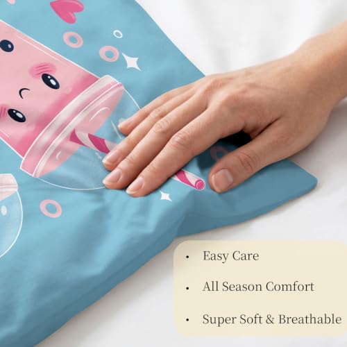 Parure de lit 1 personne bubble tea en microfibre douce avec fermeture éclair - 6
