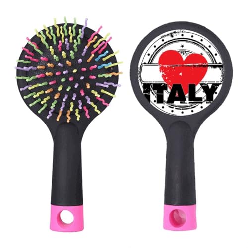 Brosse à cheveux démêlante I Love Italy en cœur avec coussin