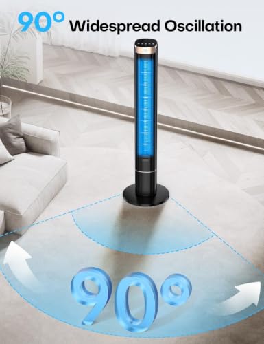 Image of hifresh 110CM Bladeless Tower Fan for Room, Touch & Remote, 4 Speeds & 4 Modes, 12H Timer, 25dB Quiet, High Speed Tower Fans for Home, 90 Oscillation Cover Room up to 25㎡, Low Power Consumption