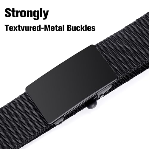 No Holes Ratchet Buckle Belt for Men, Adjustable Canvas Web Belt, Auto-Lock for Workout & Daily Wear4