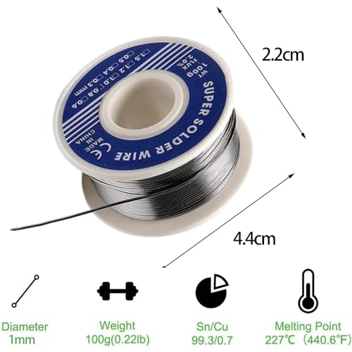 Miniatura 7 de Alambre De Soldadura Estaño De Soldadura Con Núcleo De Colofonia 1 Mm Hilo De Soldar Para Soldadura Eléctrica Y Reparación De Bricolaje Peso Neto 100g