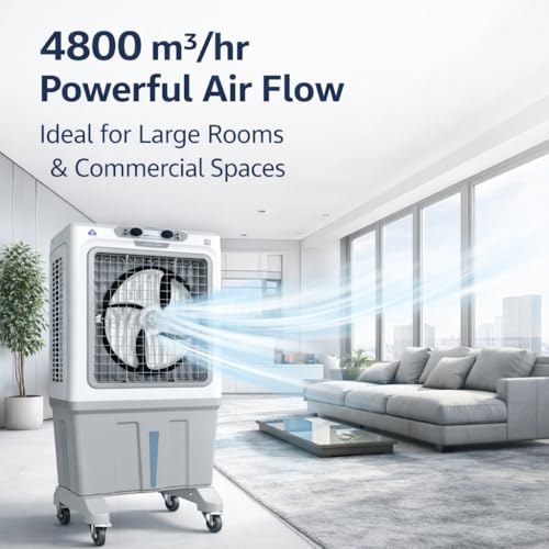 Image of Navigator 130 Air Cooler | 130L Tank | 4800 m /hr Air Flow | 21 Inch Fan | Heavy Duty Motor | Ice Chamber | Honeycomb Pads | Desert Cooler for Home & Commercial Use