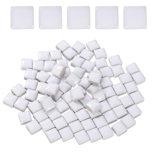 sourcing map 100g Square Mosaic Tiles, Colorful Ceramic Mosaic Tiles for Crafts Bulk Mosaic Supplies for Home Decoration Art Crafts DIY Projects, 0.4 x 0.4Inch, White