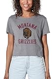 University of Montana Official Grizzlies Logo Women's Crop Top T-Shirt, Athletic Heather, Medium