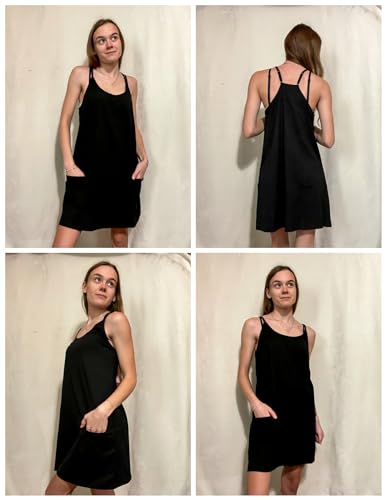 Ekouaer Sleeveless Nightgowns for Women Cotton Sleepwear Adjustable Spaghetti Strap Chemise Pj Dress with Pockets S-3XL - Image 5