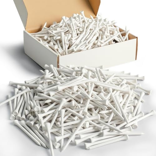FINGER TEN Golf Tees Wood Bulk (White, 500 Count(2 3/4 Inch))