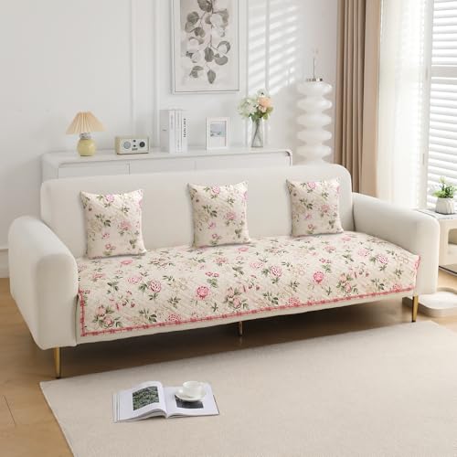 Image of HOKIPO Printed Cushion Cover 16x16 in, Beige Peonies