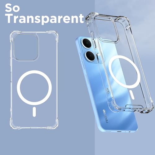 Image of Amazon Basics Back Cover for Realme Narzo 80 Lite 4G / Realme C71 5G Mag-Safe Shockproof PC + TPU Protective Case Magnetic Support Bumper Case (Transparent Mag-Safe)