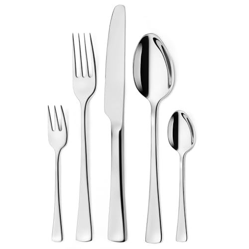 Targzier Besteck Set 6 Personen, 30 teilig Essbesteck Set inkl. Messer, Gabel, Löffel, Besteck Edelstahl Spiegelpoliert, Spülmaschinenfest
