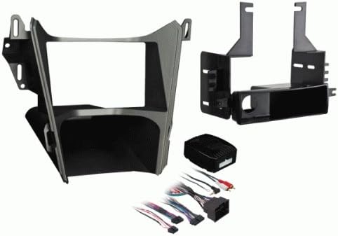 Double or Single Din Install Car Stereo Dash Kit, Electronic Harness and Antenna Adapter for a Aftermarket Radio Fits 2010-2015 Chevrolet Equinox w/Monochrome Screen Trim Bezel is Gray