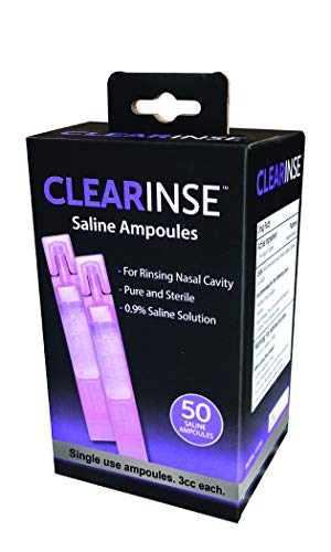 Clearinse Saline Ampoule Pods - 50 Count | 0.9% Saline Solution | Pure and Sterile | Single-Use | for Rinsing Nasal Cavity | Drug-Free