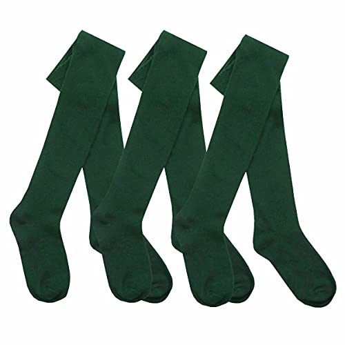 Par de mallas para niñas de algodón cálido y liso, suave, para niños de 2 a 13 años, 3 pares de medias verdes lisas, 9-10 Años