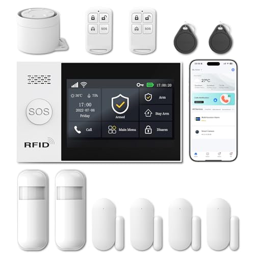 LWOHSI Alarm Systems with 4.3' Large Fulltouch Screen,4G SMS/Tuya APP Alert,Wireless Home Security...