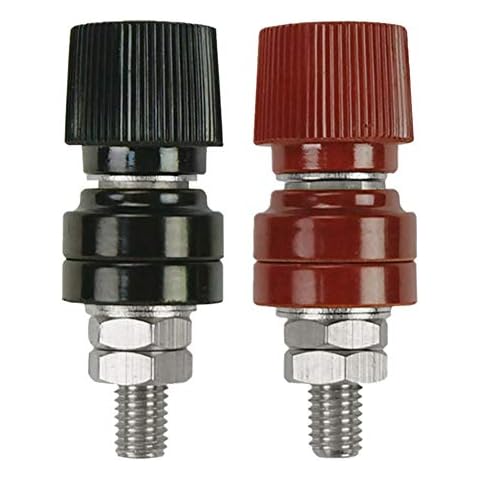 Ampper 5/16" Copper Battery Terminal Stud Connector, Remote Battery Binding Post Junction Post Block Terminal Kit, Pack of 2 (Red and Black) Cover