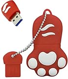 Dimensions du produit : 31 x 51 x 14 mm, poids net : 16 g. Jolie clé USB 3.0 en forme de patte de chat rouge, clé USB 3.0 de 128 Go, clé USB 3.0 originale et intéressante pour le stockage de données.