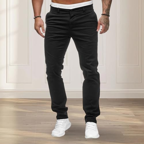 Men's Casual Stretch Straight Pants Fashion Solid Color Trousers Spring Fall Slim Fit Jogger Pants Sweatpants3