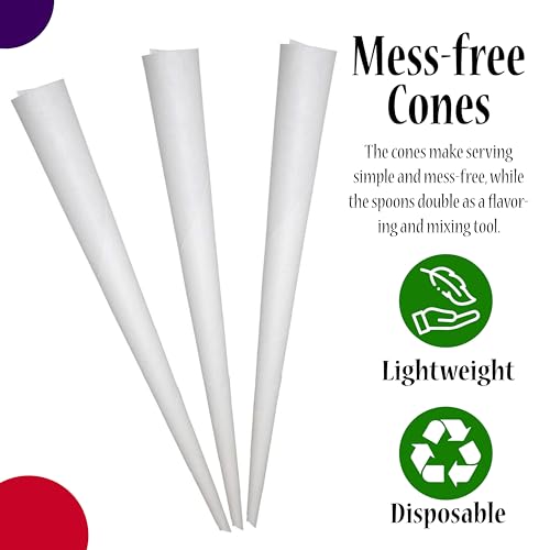 Image of Perfectware Cotton Candy Cones and Flavor Spoons Set, 100 Cones, 54 Spoons