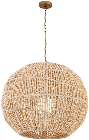 Minka-Lavery Cavara 23" 1-Light Pendant - Legacy Brass and Ivory Wood Beads (Bulb Not Included)