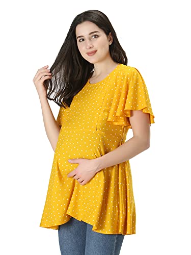 Image of ZUVINO Women's Maternity Feeding Top with Zip for Easy Nursing | Stylish Feeding Tops for Jeans | Maternity Short Kurti for Mothers | Trendy Prints On 100% Viscose Rayon.