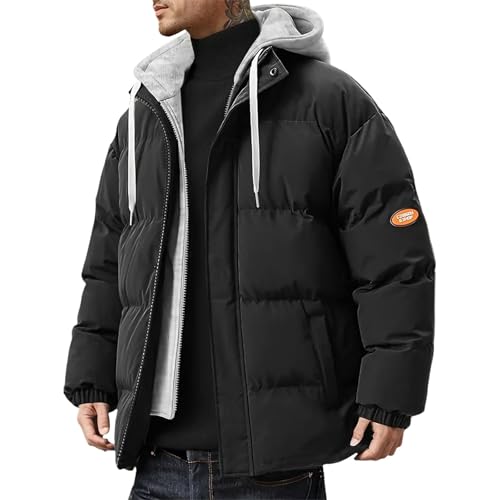 Generisch Chaqueta acolchada para hombre con capucha, chaqueta de invierno con forro cálido anorak para exterior, esquí, snowboard, chaqueta de invierno para hombre, talla 6XL, talla grande,