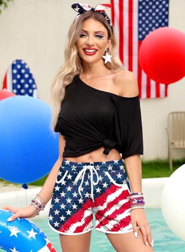 Image of For G and PL Women Summer Floral Beach Boardshorts with Pockets Swim Trunks