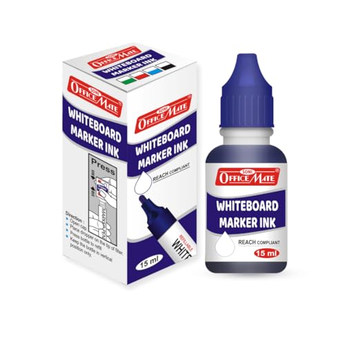 Image of Soni Officemate Whiteboard Marker Ink -15ml | Pack of 4 (Blue)| Smooth, Easy Wipe, Long-Lasting Ink | Eco-Friendly & Bright