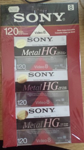 Sony 8mm Tape, 3 Count, Red, 120 Min, HG Format