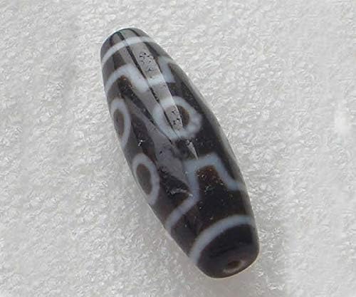 Miniatura 2 de Calvas Piedra tibetana natural Dzi cuentas ovaladas AAA grado siete ojos y dos tonos ajuste pulsera DIY joyería de moda regalo hombres mujeres,