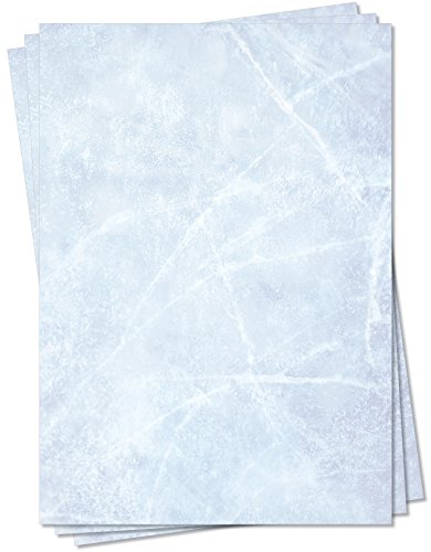 Gastronomie Papier (Blau-Eis-Marmor, DIN A5, 100 Blatt) für Speisekarten. Marmoriertes Papier, Marmorpapier zweiseitig bedruckt, für alle Drucker/Kopierer geeignet