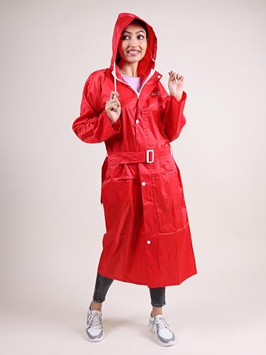 Image of Rupa Rainsuit Women Waterproof PVC Raincoat with Hood & Carry Bag | Lightweight Rainwear for Women with Front Zip | Solid Color | Standard Length | Pack of 1