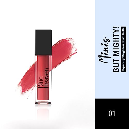 Image of Blue Heaven Minis But Mighty Hyperstay Weightless Liquid Matte Lipsticks For Women, Majestic Diva Bright Shade Kit- Pack of 8 | Long Lasting | Smudgeproof, 6ml