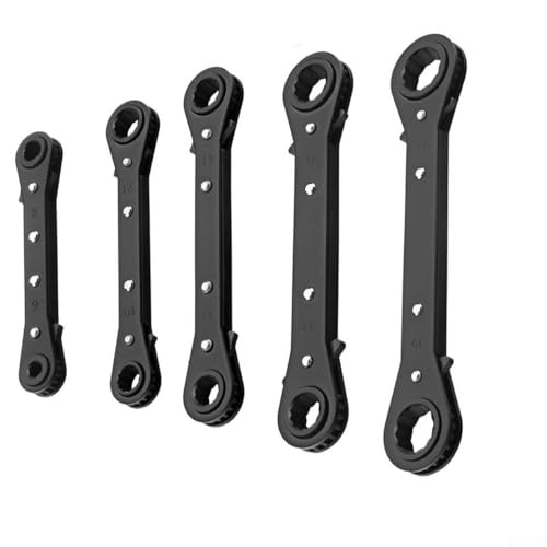 Double Box End Ratcheting Wrench with 24 Tooth Mechanism and Plum Blossom Design, Chrome Finish Resistant to Rust for For car Repair Tasks (6-8mm)