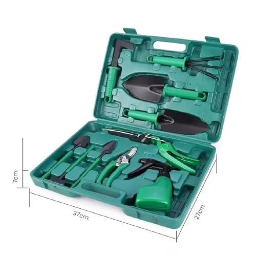 Kit Para Jardinagem Jardim Jogo Ferramentas Grama Corta Galhos Maleta Pás Poda 10 Peças Com Maleta