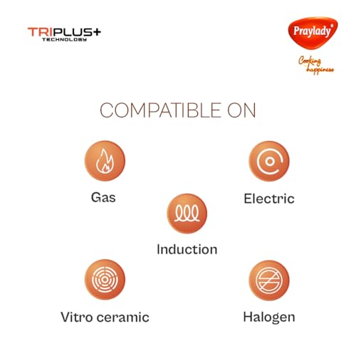 Image of Praylady TRIPLUS 3-Piece Triply Cookware Set | 24cm Kadai + 24cm Lid + 22cm Frypan | Triple-Layered Stainless Steel-Aluminum | Works on Induction, Gas & All Cooktops(3-Piece Triply Cookware Set)