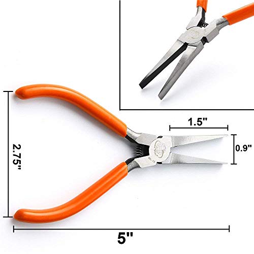 5.5 Inch Flat Nose Pliers, 5 Inch Duckbill Pliers And 5 Inch Smooth Jaw Pliers Bundle For Opening Closing Jump Ring #TOP5