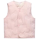 AIWUHE Toddler Girls Boys Fleece Vest Kids V-Neck Vest Jacket Lightweight Sleevless Fall Winter Warm Outerwear Light Pink 12-18 Months 90