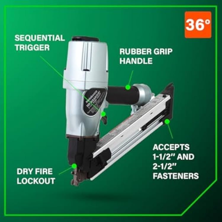 Metabo HPT Strap-Tite Metal Connector Nailer, Pro-Preferred Pneumatic Power Nailers, Connector Tool for Pre-Punched Connectors, 36 Short Magazine, 1-1/2 to 2-1/2, NR65AK2S