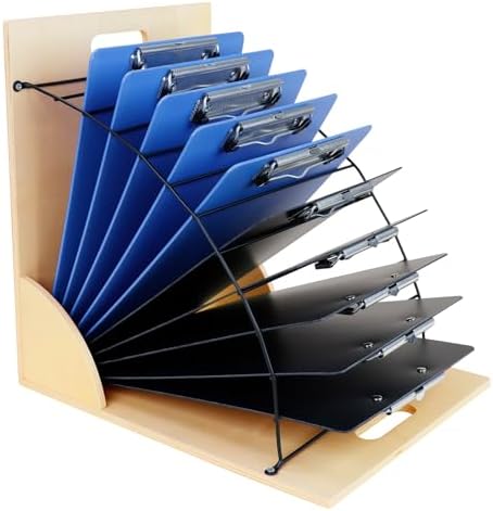 Amazon.com : Clipboard Holder - Wood and Metal Clipboard Storage Rack ...