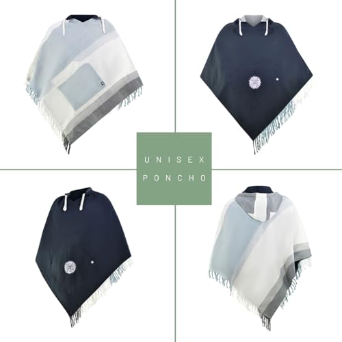 virblatt - Mens Poncho Hooded | 100% cotton & Reversible | Mexican Poncho Men Baja Hoodie Summer Pancho Men Cape Cowboy4