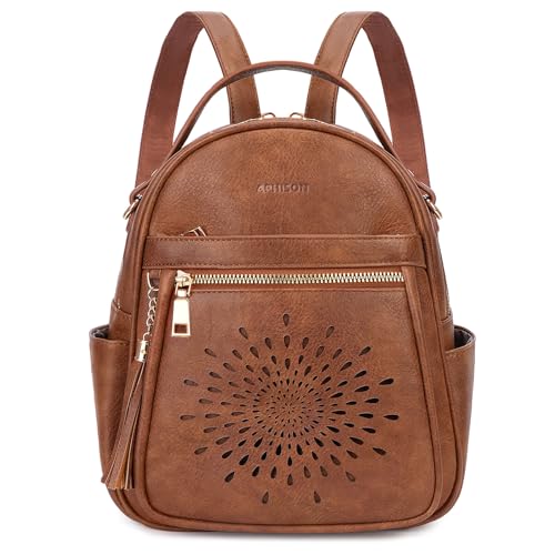 APHISON Small Backpack Purse for Women Cute PU Leather Mini Backpacks Ladies Casual Lightweight Travel Daypack Waterproof