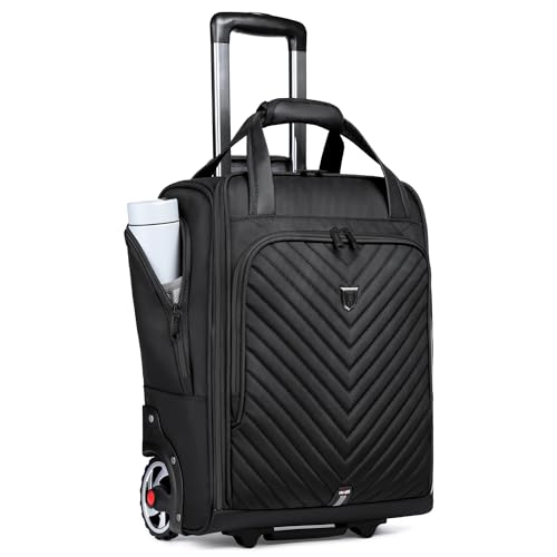 Carry-On Underseat Luggage with Wheels,18 inch Carry-on Luggage for Airlines,Underseat Lightweight Suitcase for Women,Softside Overnight Luggage for Business Travel